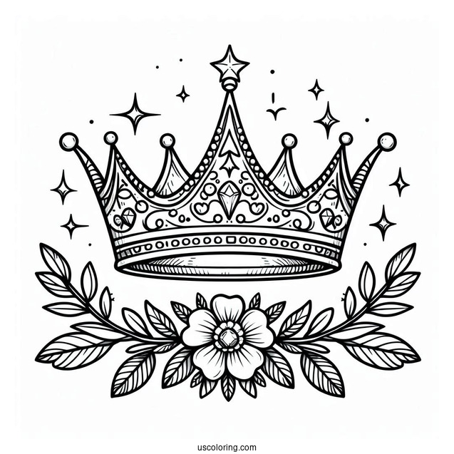 Tiara Crown With Diamonds Coloring In