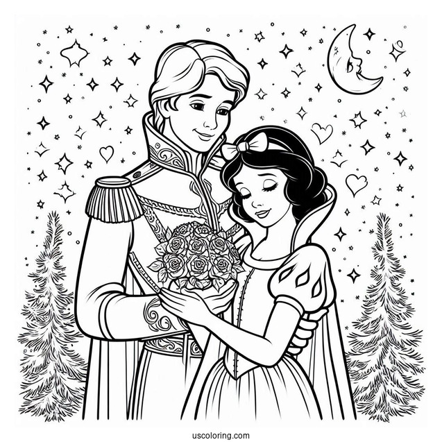 The Prince Holding Snow White To Color