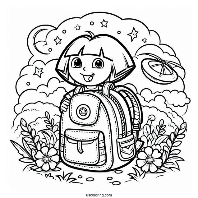 Coloring Page Of Doras Backpack