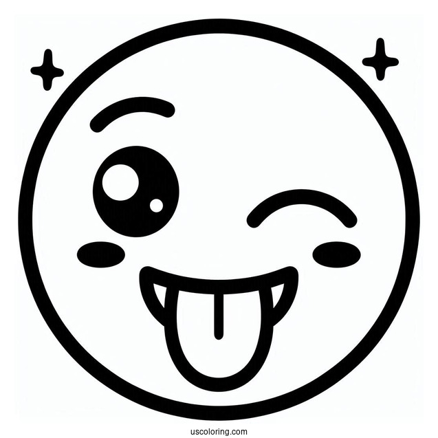 Winking Face With Tongue Emoji Coloring Page