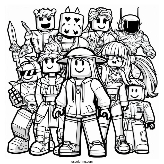 Roblox Game Characters Coloring Page