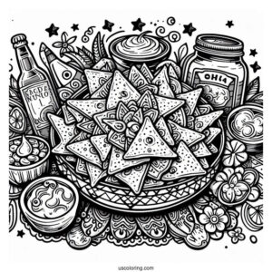 Coloring Page Of Mexican Nachos