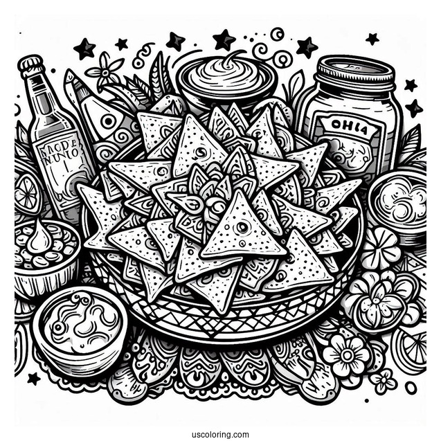 Coloring Page Of Mexican Nachos