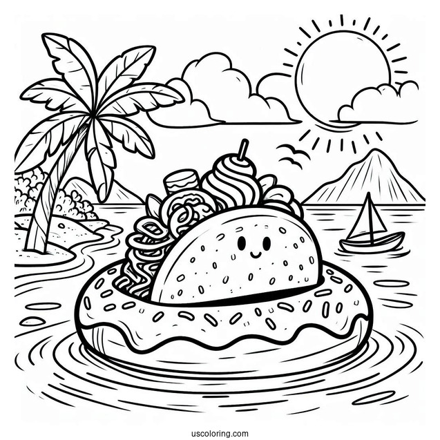 Taco On A Donut Float At The Beach