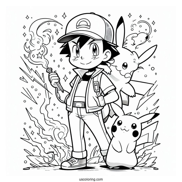 Ash And Pikachu To Color
