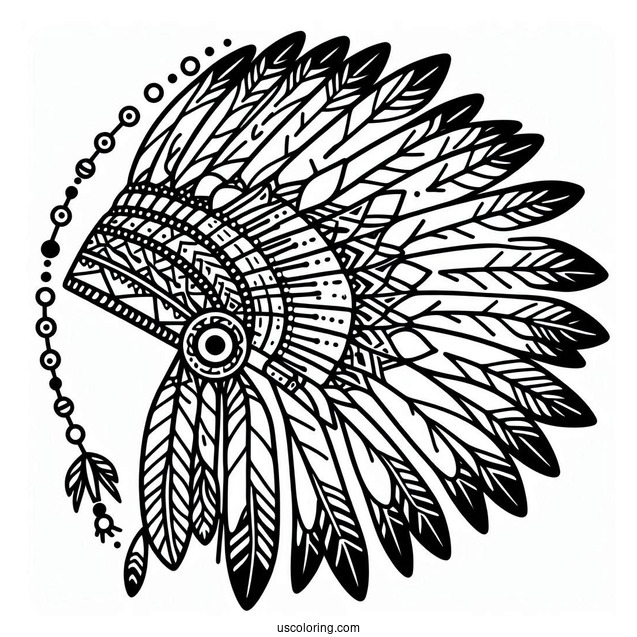 Easy Outline Of Native American Coloring Page Headdress For Kids
