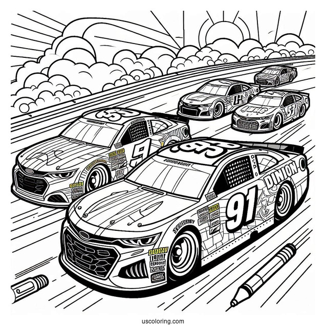 NASCAR Coloring Page Racing Cars For Kids