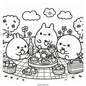 Sumikko Gurashi Coloring Page Of Backyard Picnic With Minnikos