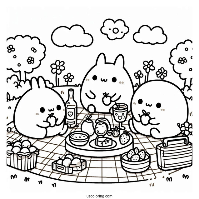 Sumikko Gurashi Coloring Page Of Backyard Picnic With Minnikos