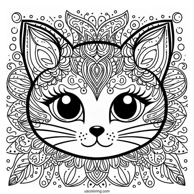 Cat Face Mandala Coloring In