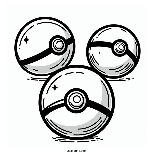 Several Varieties Of Pokéball Coloring Page