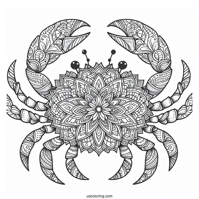 Floral Mandala Crab Coloring Page