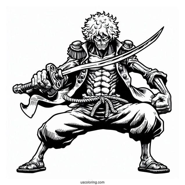 One Piece Coloring Page Of Old Sabo In Fighting Stance
