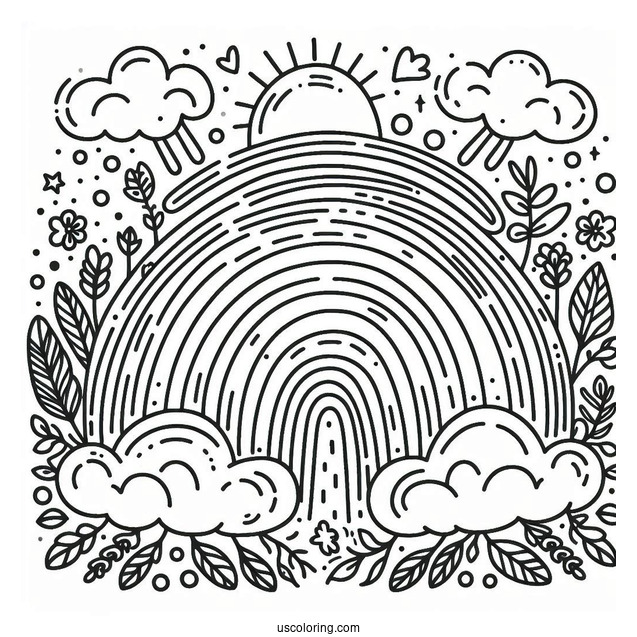 Beautiful Rainbow Coloring Sheet For Kids