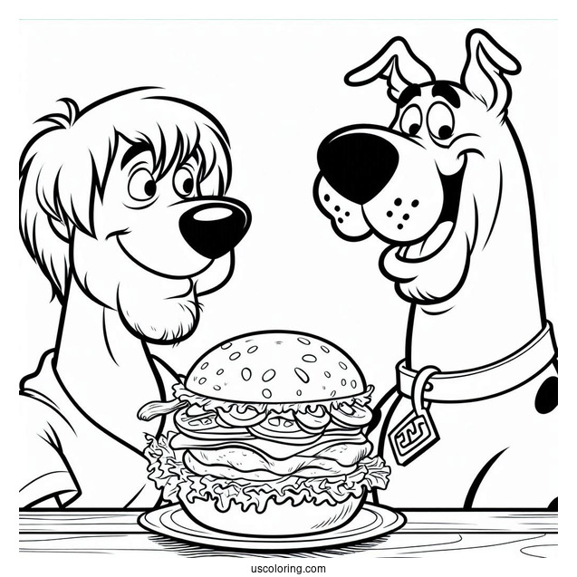 Shaggy And Scooby-Doo Looking At Burger To Eat