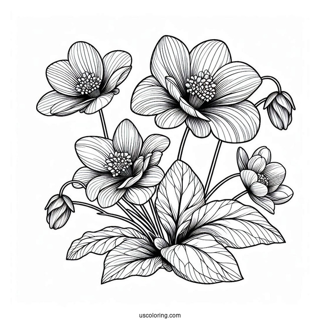 Flower Coloring Pages Of Shoeblackplant In Full Bloom