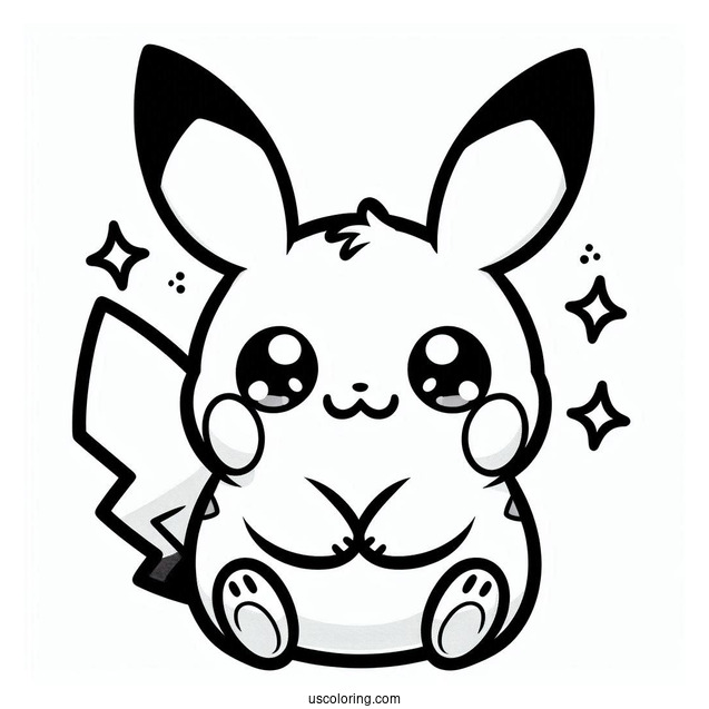 Kawaii Pichu Coloring Page For Preschoolers