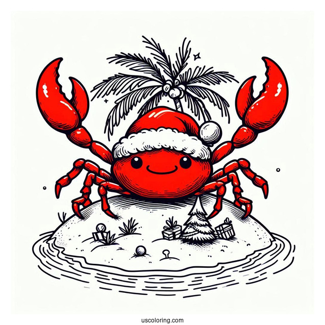 Christmas Island Red Crab Coloring Page With Claws Out