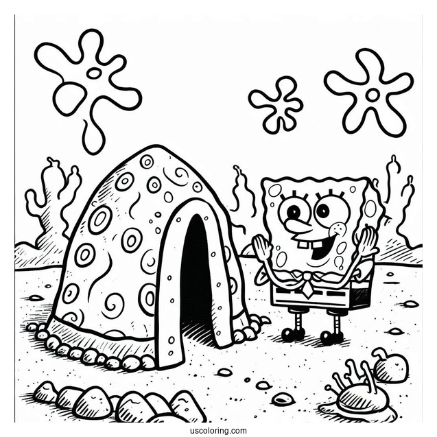 SpongeBob Saying Hello To Patrik Under His Rock