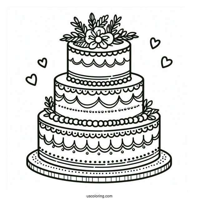 Simple Outline Of Tiered Wedding Cake