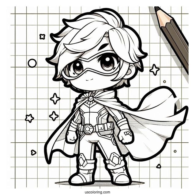 Chibi Superhero In Cool Outfit Coloring Sheet