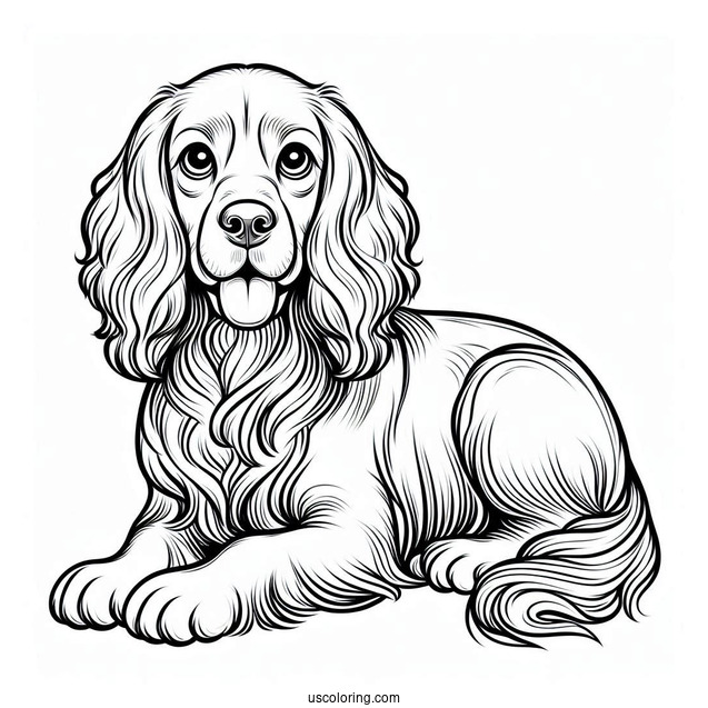 Pretty Spaniel Dog To Color