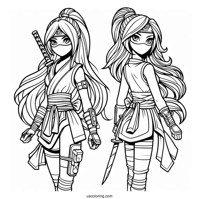 Ninja Legends Coloring In For Kids