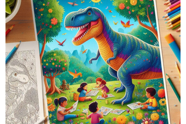 t rex coloring pages feature image