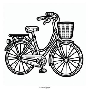 Bicycle Coloring Page Flashcard For Kids