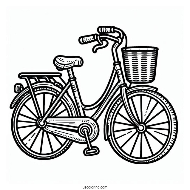 Bicycle Coloring Page Flashcard For Kids