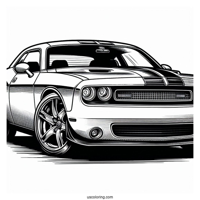 Detailed Dodge Challenger Coloring Sheet