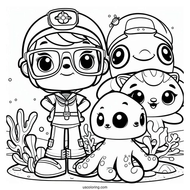 Octonauts Octonauts Coloring Page Of Inkling, Sandy, Captain Barnacles, And Kwazii