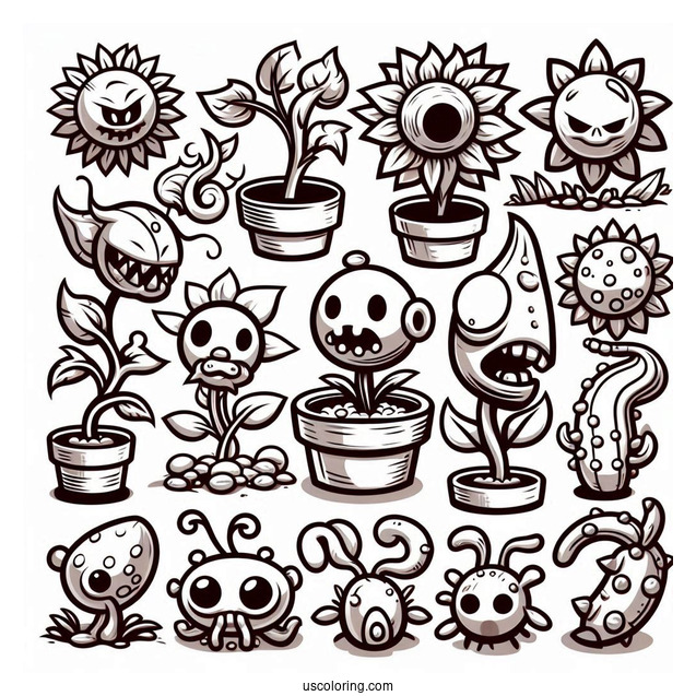 Various Plants From Plants Vs Zombies