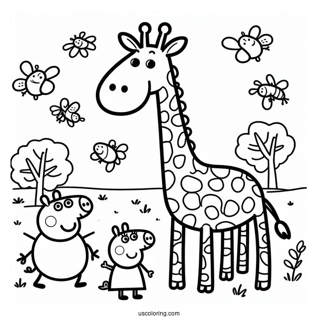 Gerald Giraffe With Family And Peppa