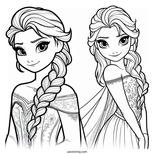 Anna And Elsa To Color For Kids