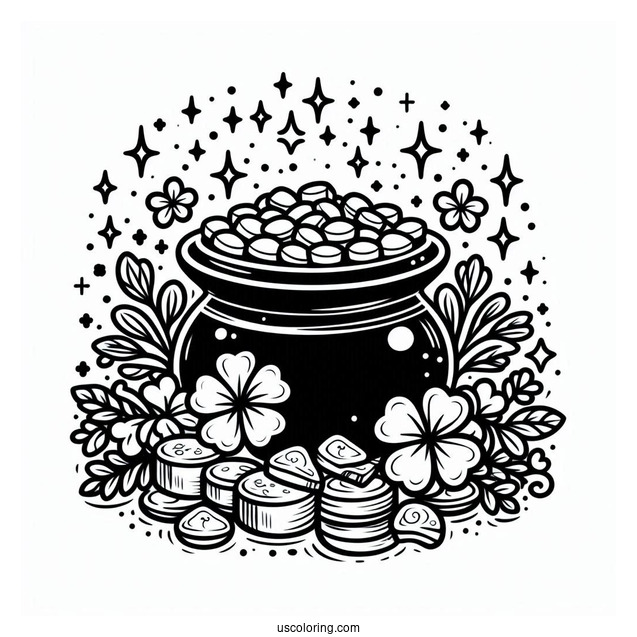 Coloring Sheet Of St Patrick_s Pot Of Gold
