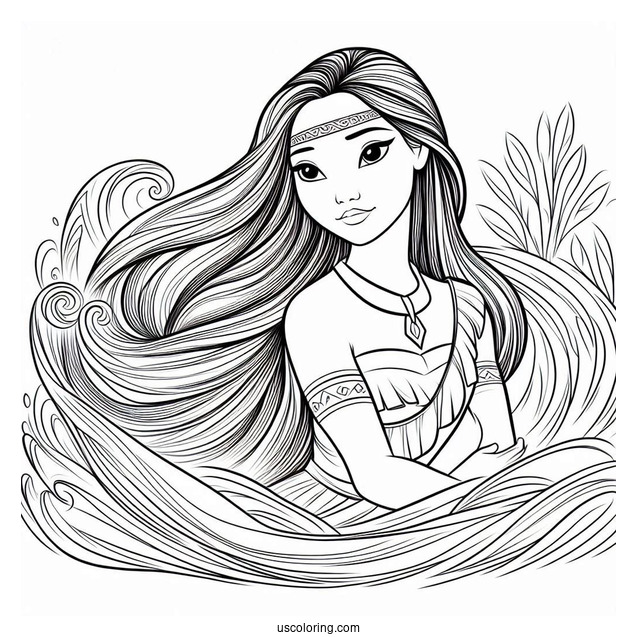 Muland And Pocahontas Coloring Sheet For Kids