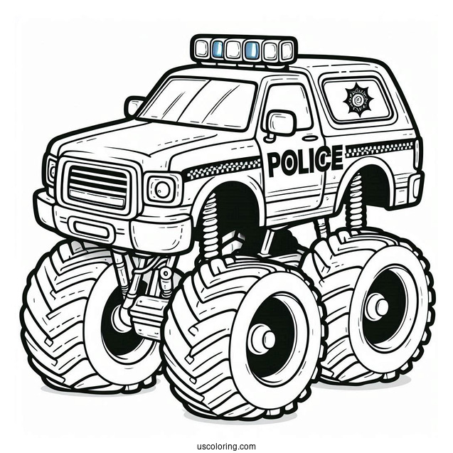 Police Monster Truck Coloring Page For Kids