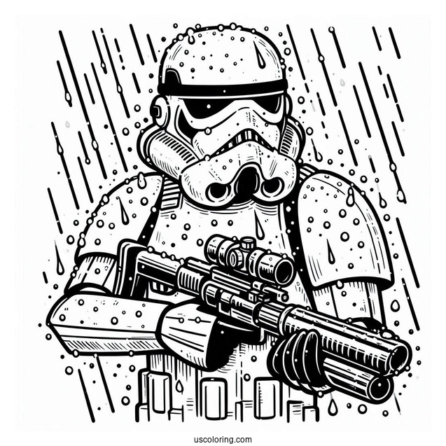 Snowtrooper Coloring Page Holding Blaster In The Rain