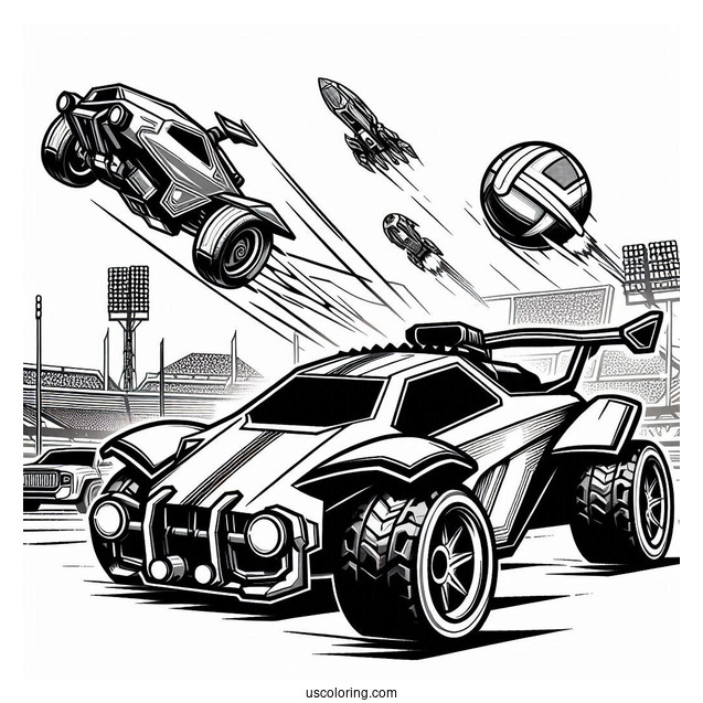 Rocket League Coloring Page Battle Cars Poster For Kids
