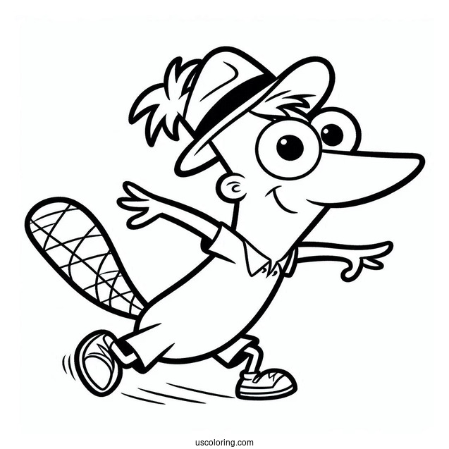 Phineas And Ferb Coloring Page Of Perry The Platypus For Preschoolers