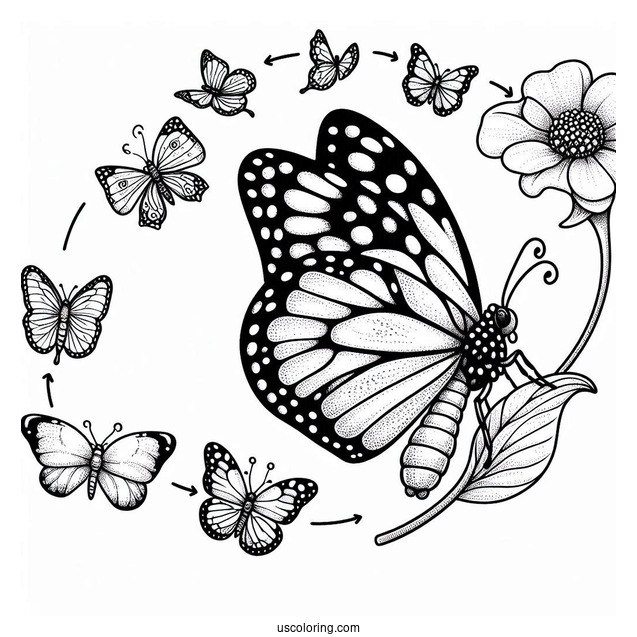 Comprehensive Butterfly Coloring Page Life Cycle