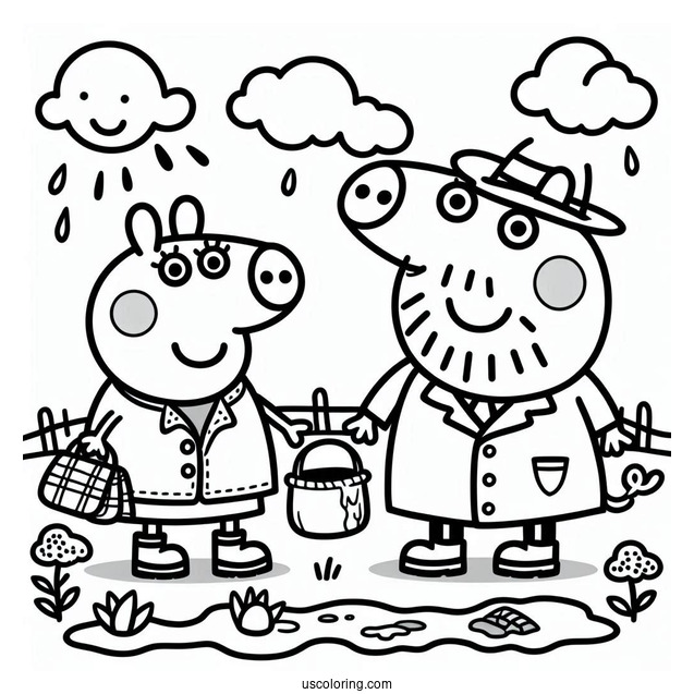 Peppa Pig And George Coloring Sheet
