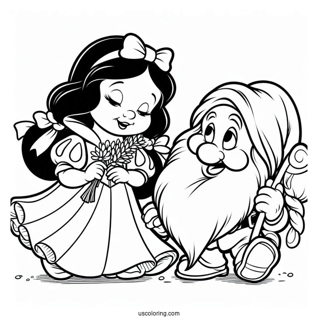 Snow White Coloring Pages Of Sneezy Dwarf For Kids
