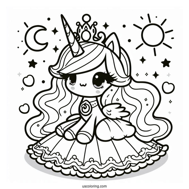 Kawaii Princess Luna Coloring Page For Kids