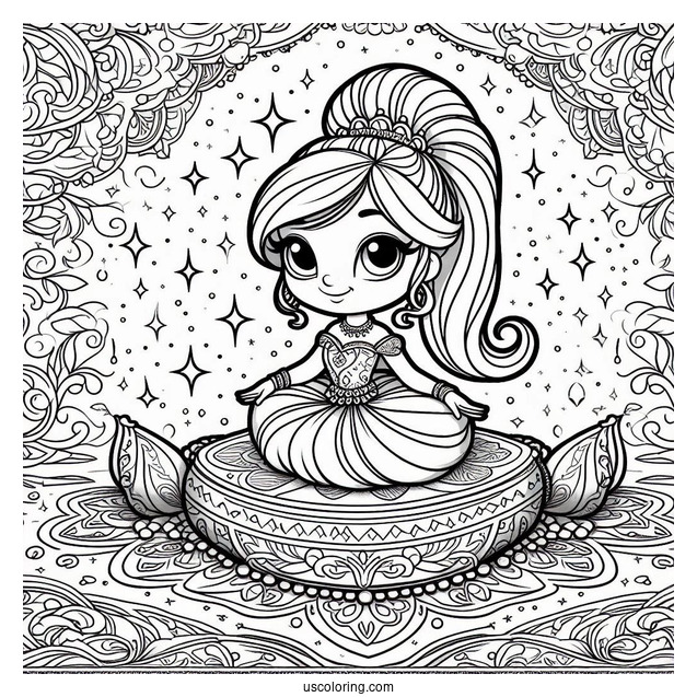 Shimmer And Shine Coloring Page Balancing On A Magic Carpet
