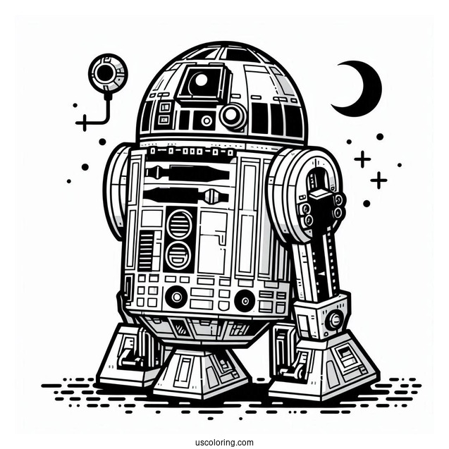 Lego R2-D2 Coloring Page For Kids