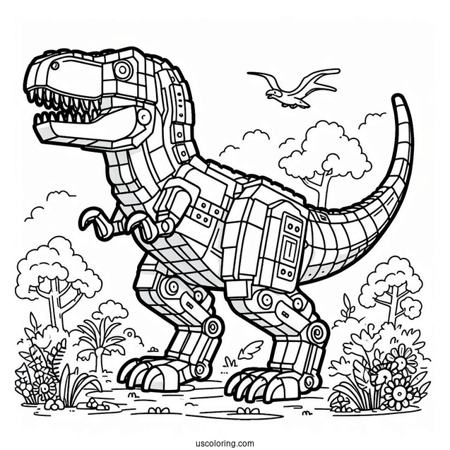 Lego T-Rex Coloring Page For Kids
