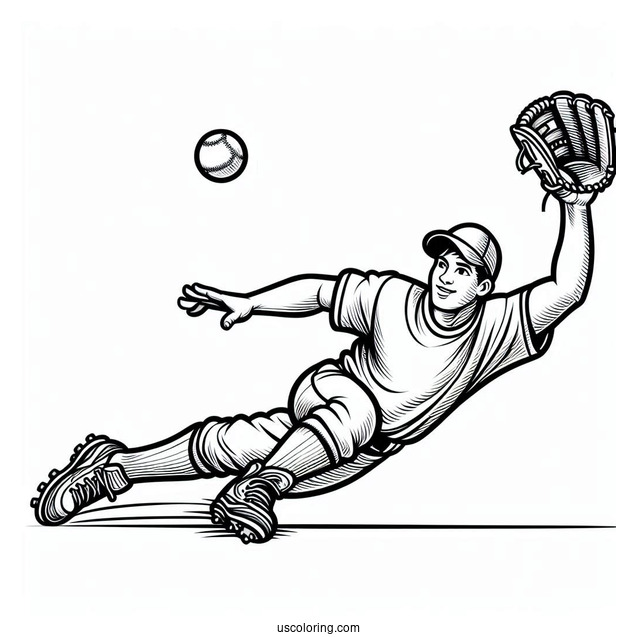 Baseball Player Sliding To Catch Ball