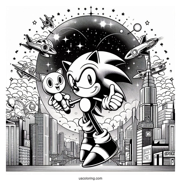 Sonic Movie Poster Coloring Sheet